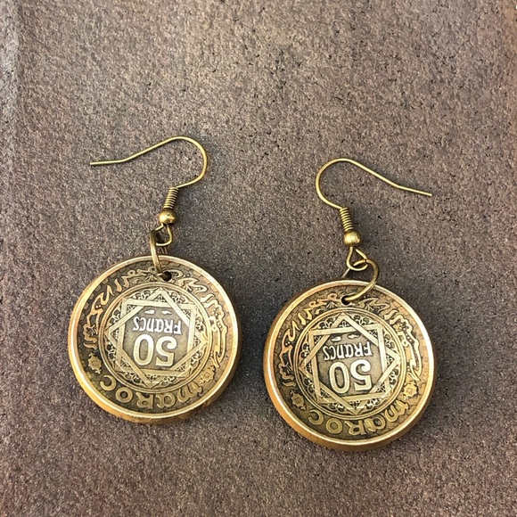 Earrings made of foreign coin. - Picture 2 of 2